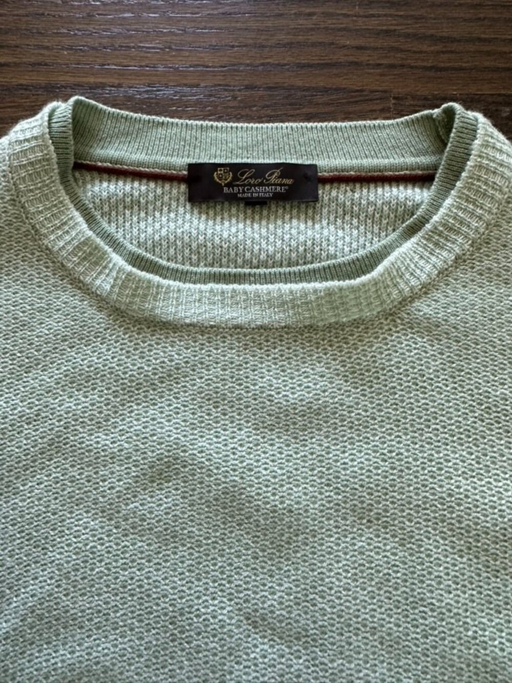 Loro Piana Varallo Crewneck Sweater IT 60 XL Baby Cashmere Sage Green Made Italy
